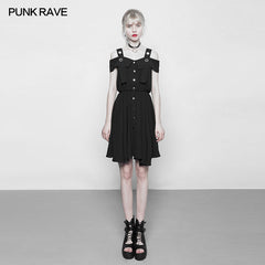 OPQ-299 Punk Chiffon Shirt-style Suspender Dress With Corns Strap Design?-??Punk Rave Clothing
