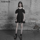 OPQ-301 Punk Sexy Lotus Leaf Chiffon Leather Strap Dress?-??Punk Rave Clothing