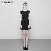 OPQ-349 Womens Hollow Out Lace Stitching V-collar Gothic Dress?-??Punk Rave Clothing