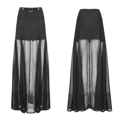 OPQ-357 Punk High Waist Chiffon Translucent Long Split Skirt?-??Punk Rave Clothing