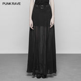 OPQ-357 Punk High Waist Chiffon Translucent Long Split Skirt?-??Punk Rave Clothing