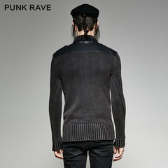 M-035 A Belt Steampunk Smoked Grey Punk Sweaters?-??Punk Rave Clothing