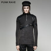 M-035 A Belt Steampunk Smoked Grey Punk Sweaters?-??Punk Rave Clothing