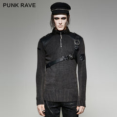 M-035 A Belt Steampunk Smoked Grey Punk Sweaters?-??Punk Rave Clothing