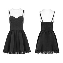OPQ-359 Lovely Strap Ruffle Lace Tube Dress With Smocking Back Design?-??Punk Rave Clothing