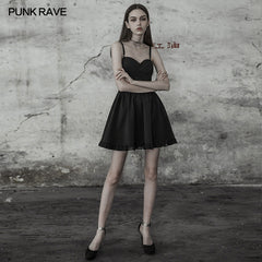 OPQ-359 Lovely Strap Ruffle Lace Tube Dress With Smocking Back Design?-??Punk Rave Clothing