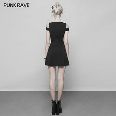 OPQ-367 Womens Knitted Front Tie Rope Design Mesh Stitching Strapless Dress?-??Punk Rave Clothing