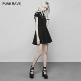 OPQ-368 Womens Sexy Gauze Stitching Chiffon Dress With Bow-Knot Detail?-??Punk Rave Clothing