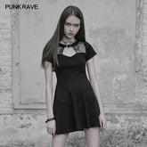 OPQ-384 Sexy Hollow Out Lace Stitching Knit Gothic Dress With Buckle Collar Design?-??Punk Rave Clothing