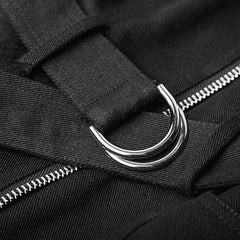 OPQ-397 Personality Punk Metal A Pendulum Denim Dress With Adjustable Shoulder Straps?-??Punk Rave Clothing