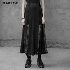 OPQ-400 Sexy Long Chiffon Lace Split Gothic Skirt For Women?-??Punk Rave Clothing