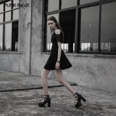 OPQ-307 Gothic Elegant black Chiffon Silk Dress For Women?-??Punk Rave Clothing