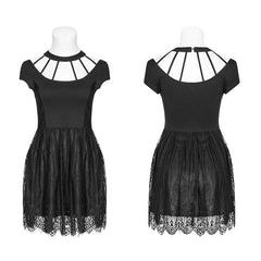 OPQ-385 Womens Punk Sexy Dark Knit Lace Dress?-??Punk Rave Clothing