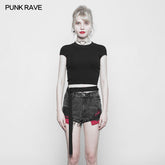 OPM-095 Womens Round Collar Punk Sweater Top With Personality Belt?-??Punk Rave Clothing