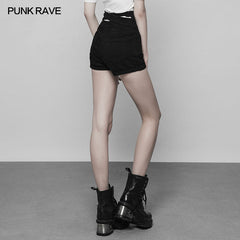 OPK-223 Back Cross Hollow Denim Tight Shorts Pants For Women?-??Punk Rave Clothing