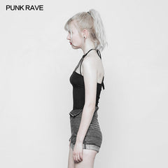 OPT-224 Womens Minimalist Punk Top Sexy Slim Strap Vest Sleeveless T-shirt?-??Punk Rave Clothing
