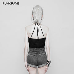 OPT-224 Womens Minimalist Punk Top Sexy Slim Strap Vest Sleeveless T-shirt?-??Punk Rave Clothing