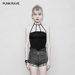 OPT-224 Womens Minimalist Punk Top Sexy Slim Strap Vest Sleeveless T-shirt?-??Punk Rave Clothing