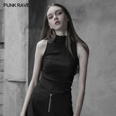 OPM-100 Womens Sexy Cross Thin Roping Ice Silk Knitted Punk Vest?-??Punk Rave Clothing