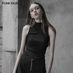 OPM-100 Womens Sexy Cross Thin Roping Ice Silk Knitted Punk Vest?-??Punk Rave Clothing