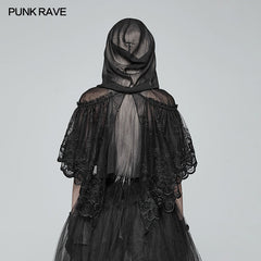 WLY-083 Lolita Transparent Lace Small Cloak With Hood?-??Punk Rave Clothing