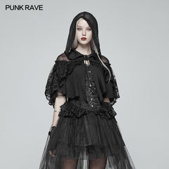 WLY-083 Lolita Transparent Lace Small Cloak With Hood?-??Punk Rave Clothing