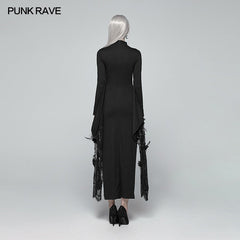 WQ-378 Sexy Gothic Drawstring Opening Fork Kimono Sleeve Maxi Dress?-??Punk Rave Clothing