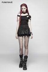 WQ-385 Lovely Steamy Ruffled Punk Miniskirt?-??Punk Rave Clothing