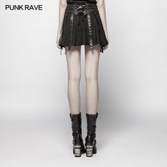 WQ-392 black Twill Weave Punk Girdle Half Skirt?-??Punk Rave Clothing