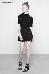 OPM-093 Punk Strapless Imitate Ice Silk T-shirt?-??Punk Rave Clothing