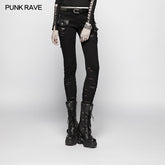 OK-344 Punk Elastic Stitching Trousers With Broken Hole?-??Punk Rave Clothing