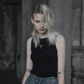 OPM-099 Cross Hollow Punk Knitted Vest?-??Punk Rave Clothing