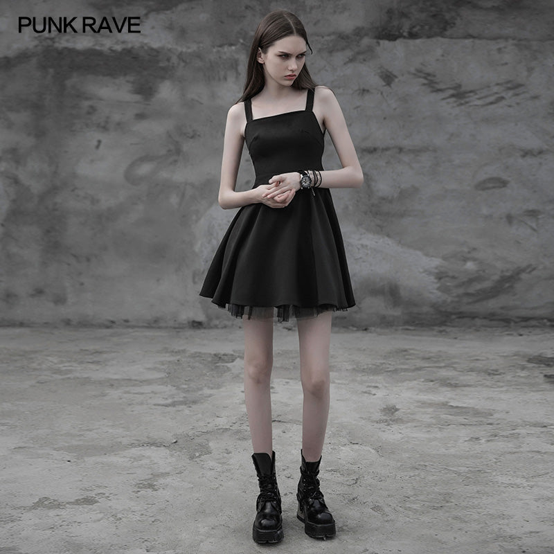 OPQ-312 Punk Tie Rope Thick Chiffon Design Dress?-??Punk Rave Clothing