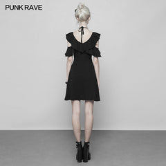 OPQ-373 Punk Double Lotus Leaf Edge Bandage Dress?-??Punk Rave Clothing