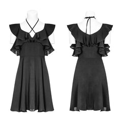 OPQ-373 Punk Double Lotus Leaf Edge Bandage Dress?-??Punk Rave Clothing