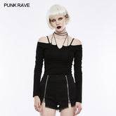 OPT-190 T Tie The Rope Strapless Long Sleeve Bottoming Shirts?-??Punk Rave Clothing