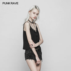 OPT-241 Sexy Casual Double Straps Lace Loose Vest?-??Punk Rave Clothing