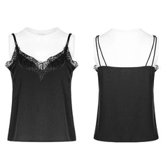 OPT-241 Sexy Casual Double Straps Lace Loose Vest?-??Punk Rave Clothing
