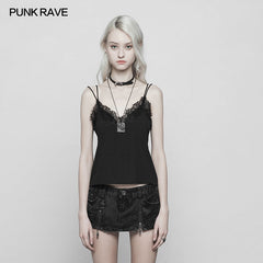 OPT-241 Sexy Casual Double Straps Lace Loose Vest?-??Punk Rave Clothing