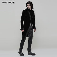 OY-867 Gothic Mens Simple Long Sleeve Three-quarter Coat?-??Punk Rave Clothing