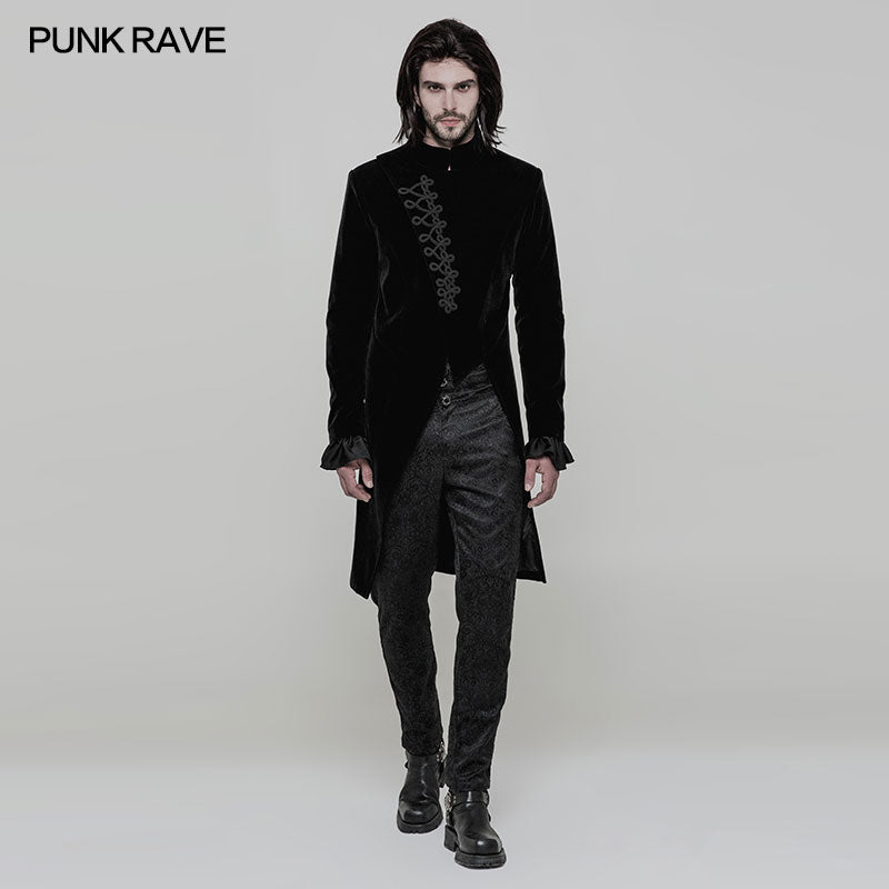 OY-867 Gothic Mens Simple Long Sleeve Three-quarter Coat?-??Punk Rave Clothing
