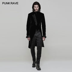 OY-867 Gothic Mens Simple Long Sleeve Three-quarter Coat?-??Punk Rave Clothing