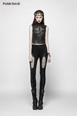 WK-346 Punk Hollow-out Rope Stretch Trousers?-??Punk Rave Clothing