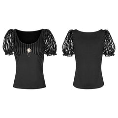 WT-489 Steampunk Brooch See Through Short Sleeve T-shirt?-??Punk Rave Clothing