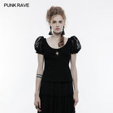 WT-489 Steampunk Brooch See Through Short Sleeve T-shirt?-??Punk Rave Clothing