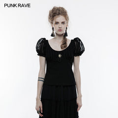 WT-489 Steampunk Brooch See Through Short Sleeve T-shirt?-??Punk Rave Clothing