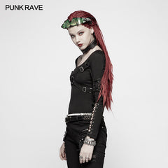 WT-538 Punk Hollow-out Long Sleeve T-shirt?-??Punk Rave Clothing