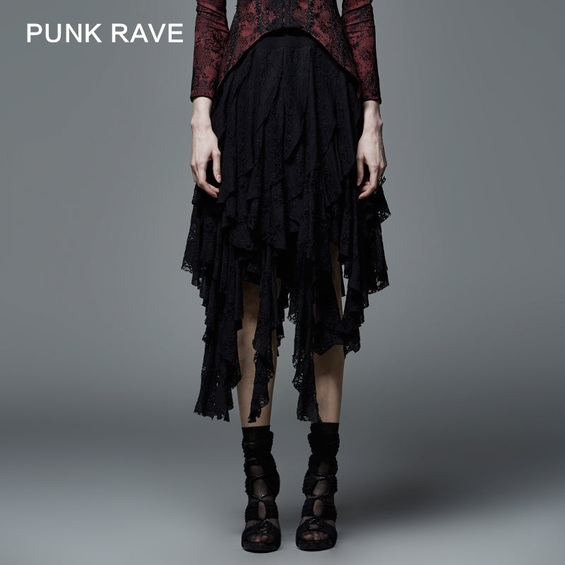 Q-079 Sexy Women black Irregular Gothic Skirt?-??Punk Rave Clothing
