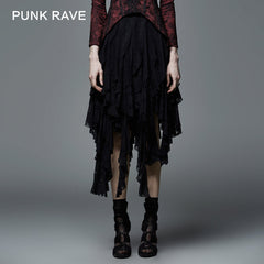 Q-079 Sexy Women black Irregular Gothic Skirt?-??Punk Rave Clothing