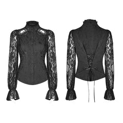 WY-969 Gorgeous Gothic Lace Shirt Long Sleeve Vintage Blouse?-??Punk Rave Clothing